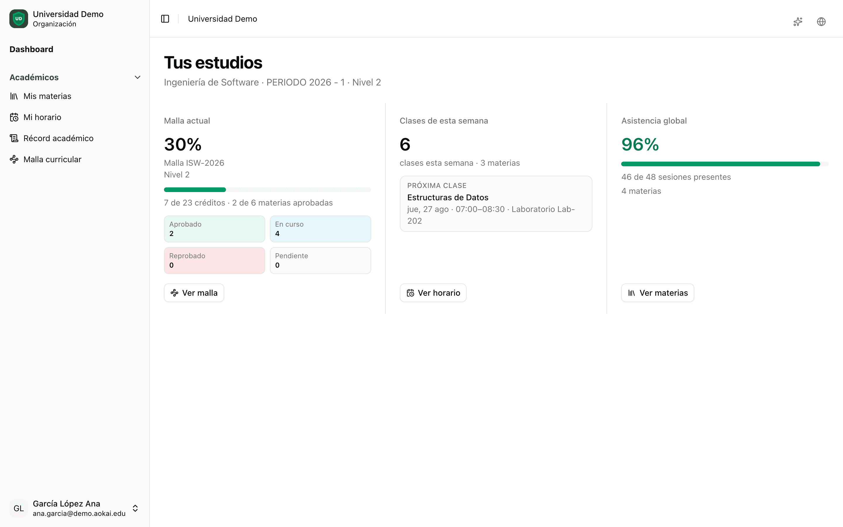 Student portal dashboard